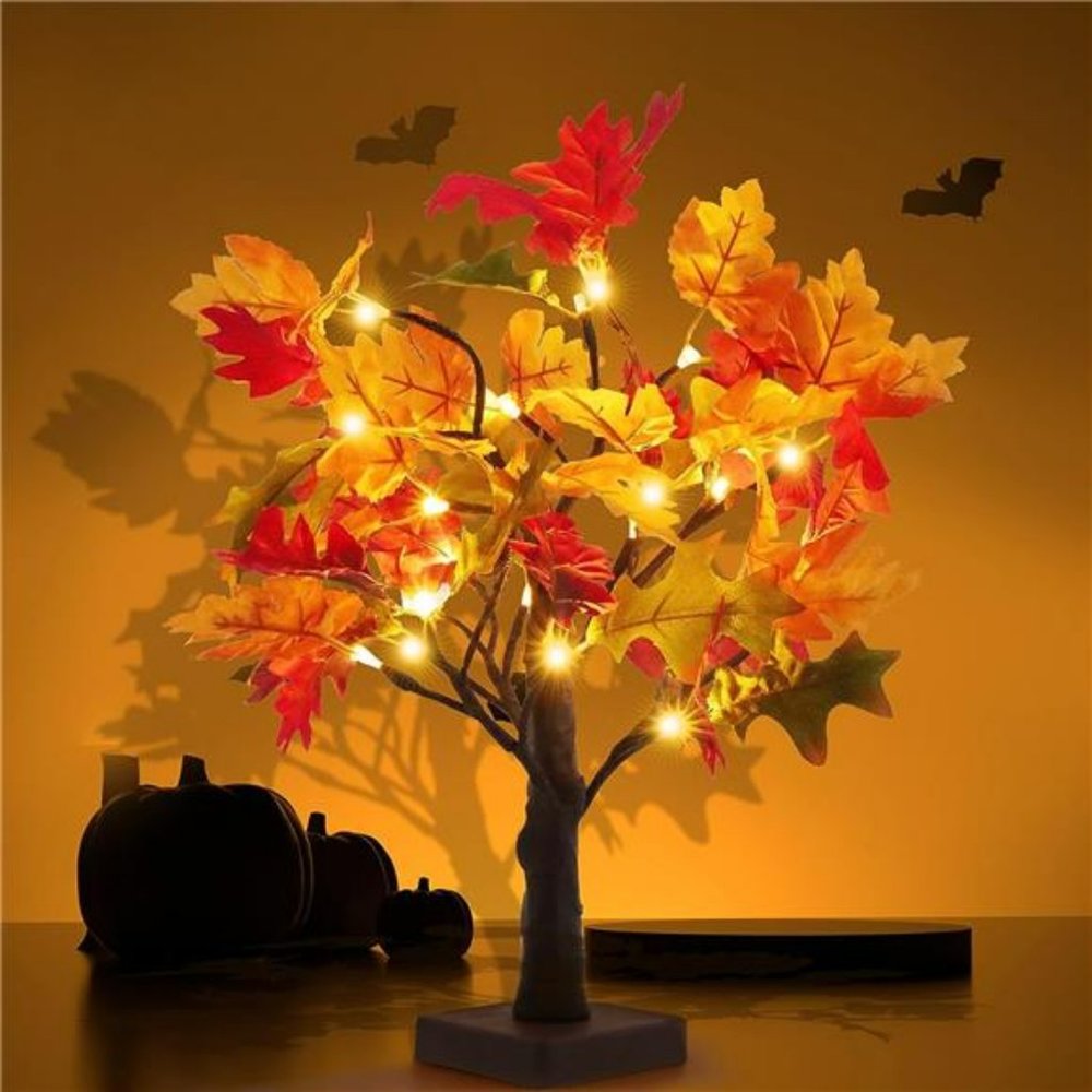 24 LED Fall Lighted Maple Tree Light, Thanksgiving  Table Light